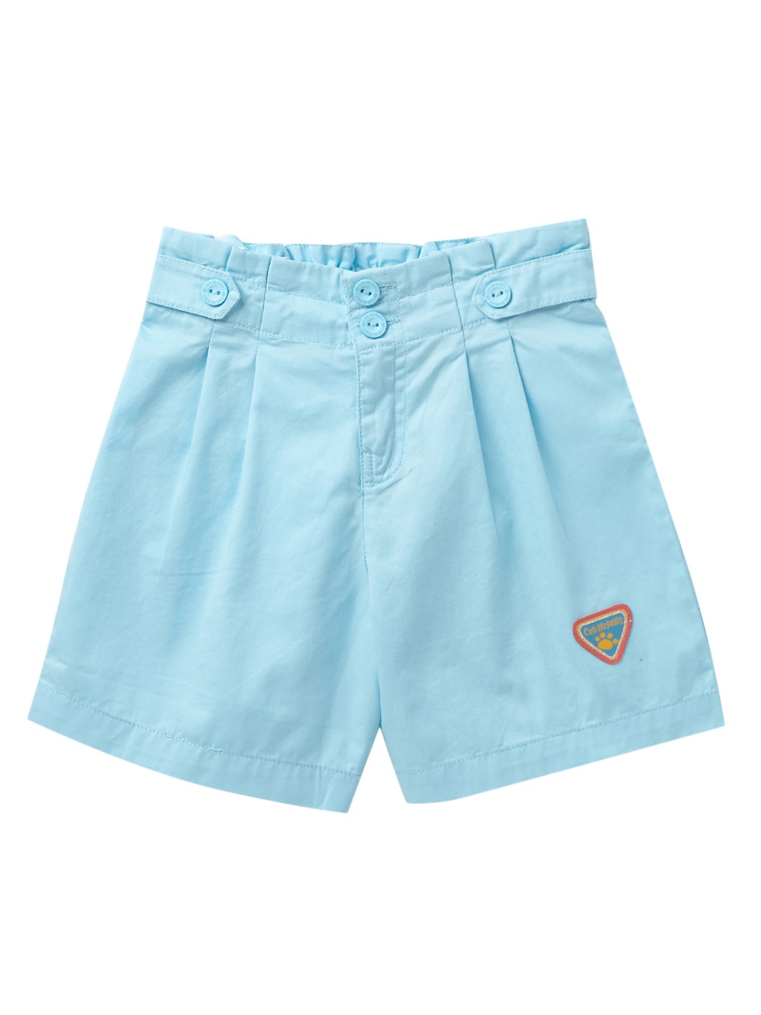 Cub McPaws Girls Blue Mid-Rise Regular Cotton Shorts