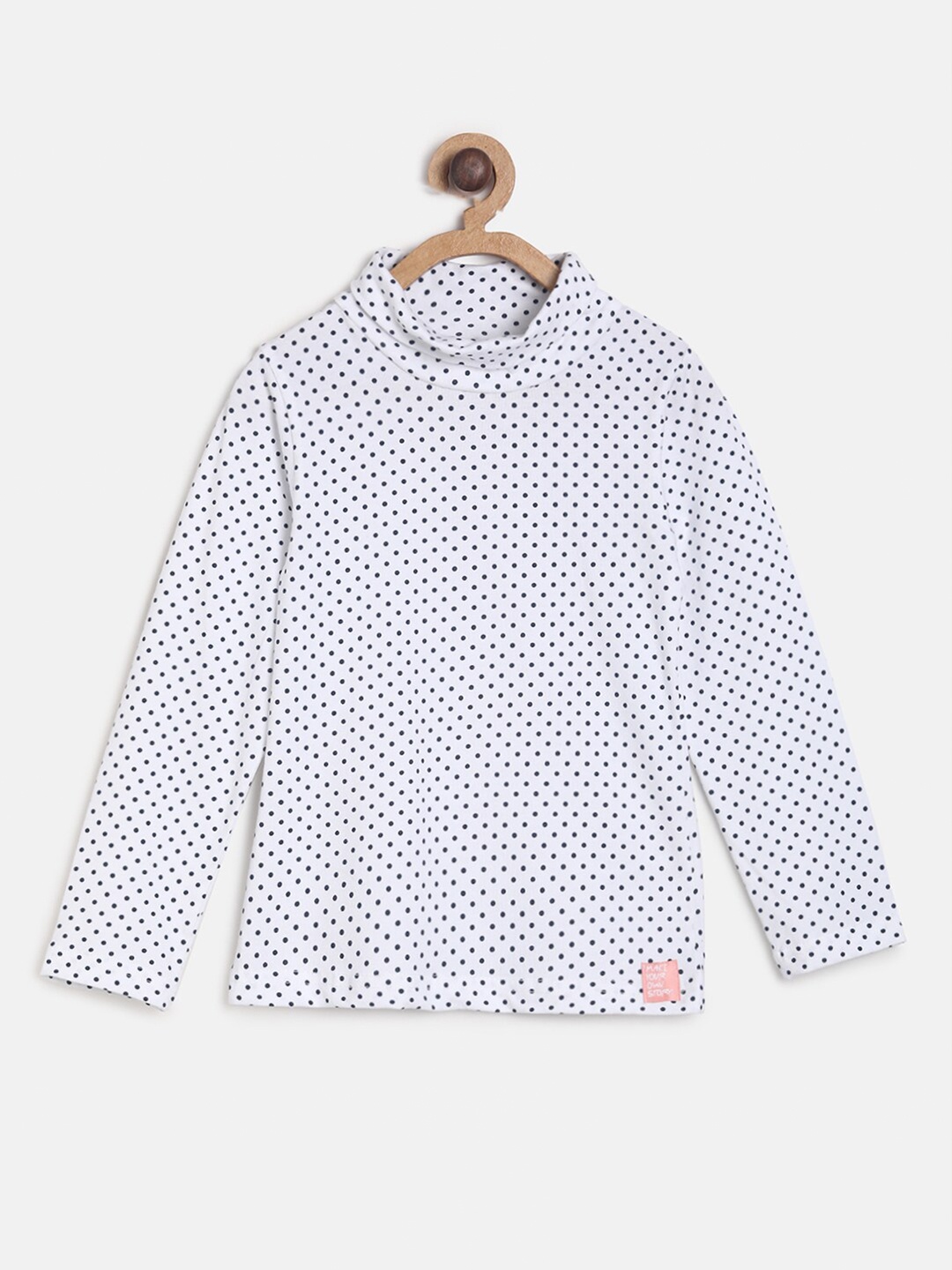 TALES & STORIES Girls White Printed High Neck T-shirt