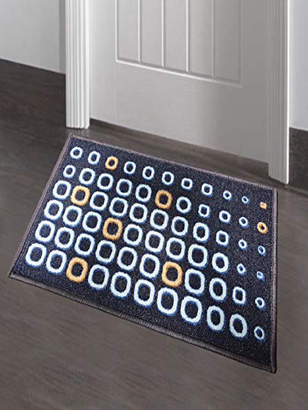 Status Blue & White Printed Anti-Skid Doormat