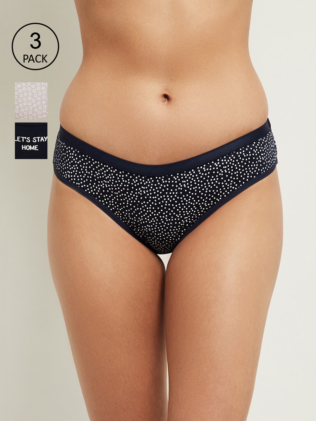 max Women Pack Of 3 Pure Cotton Hipster Briefs NOOSSP21LH03, Navy blue