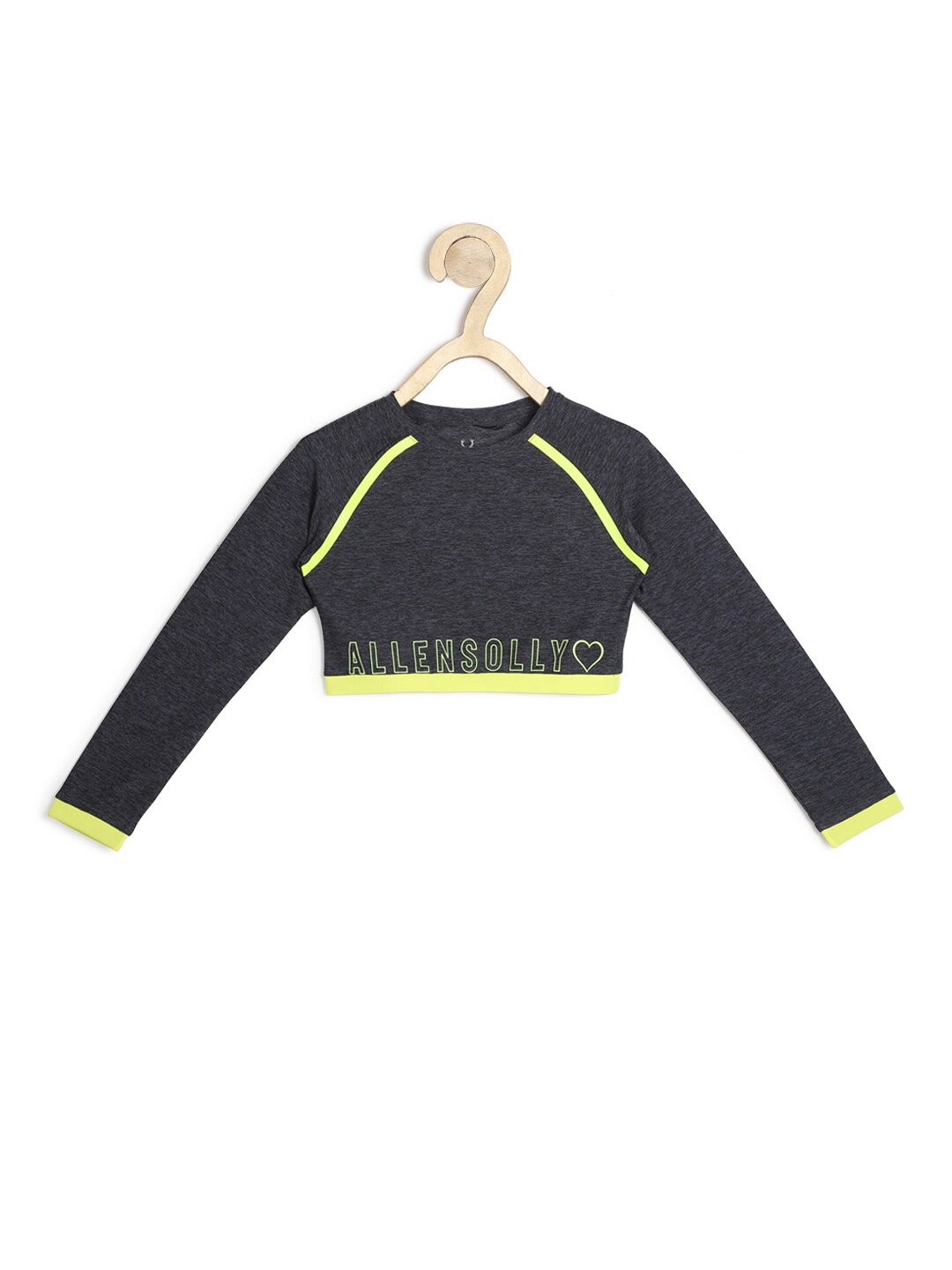 Allen Solly Junior Girls Grey & Green Applique T-shirt