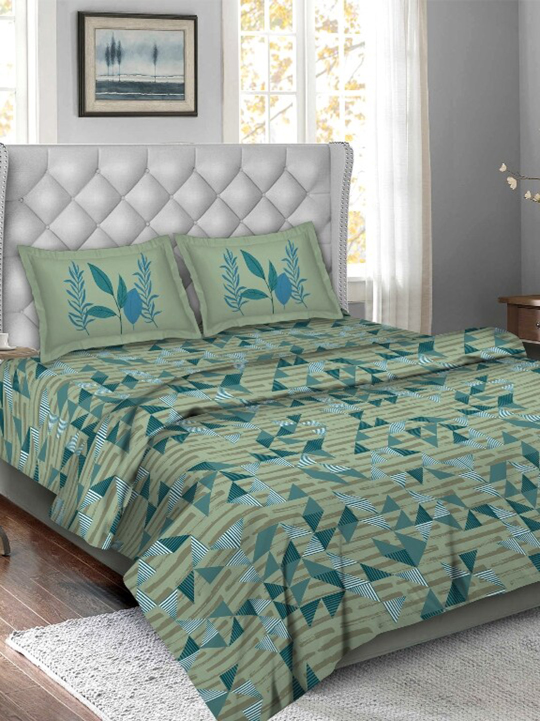 BELLA CASA Green Floral Printed Double Bedding Set With Pillow Covers & Comforter
BELLA CASA Green Floral Printed Double Bedding Set With Pillow Covers & Comforter