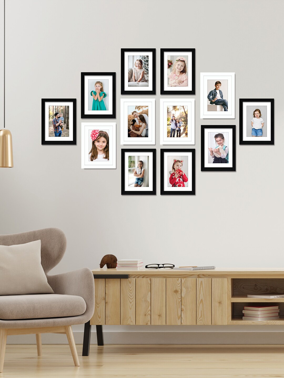 RANDOM Set Of 12 Solid Individual Wall Photo Frames, Black
