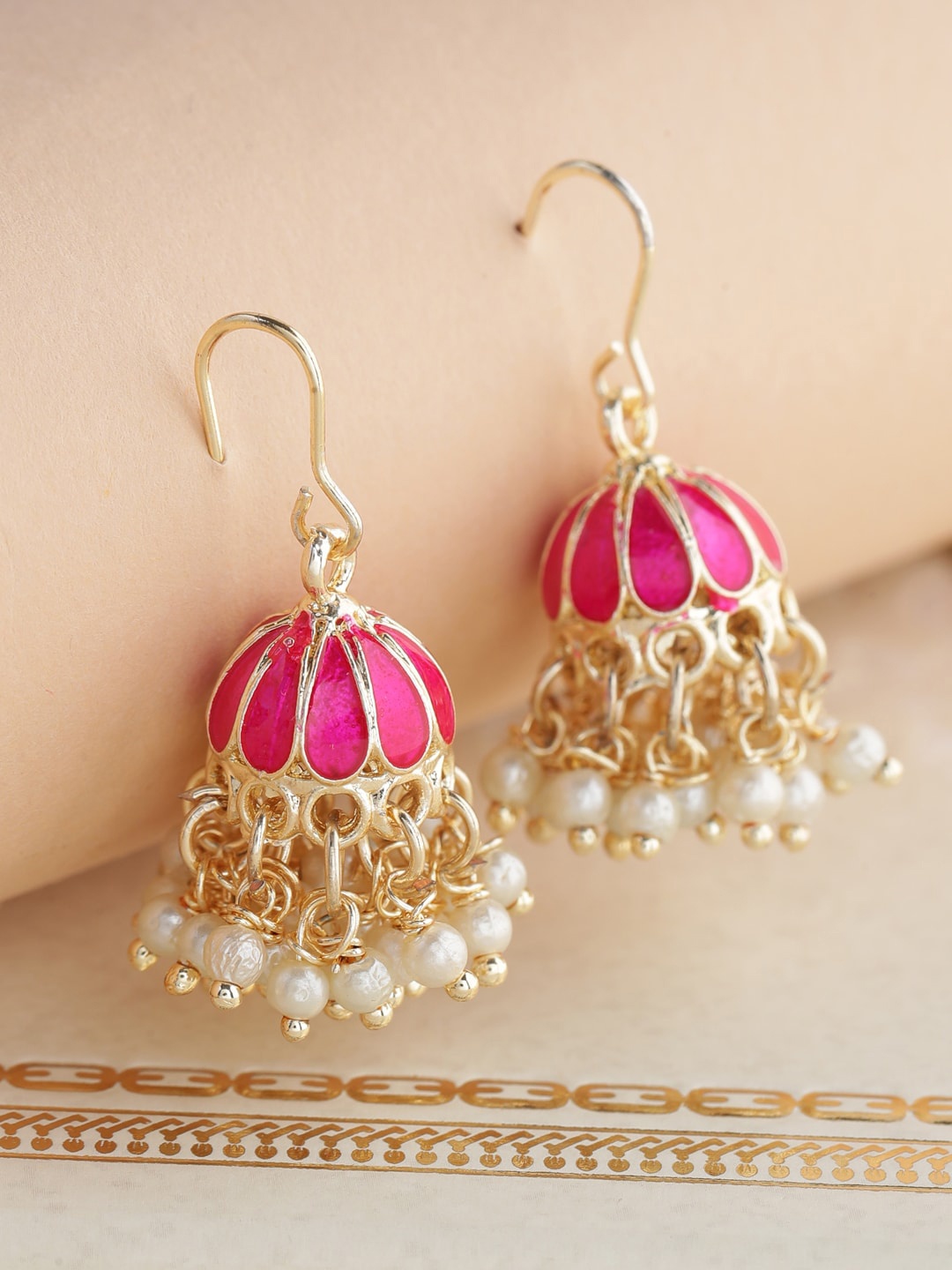 Shoshaa Fuchsia Contemporary Jhumkas Earrings