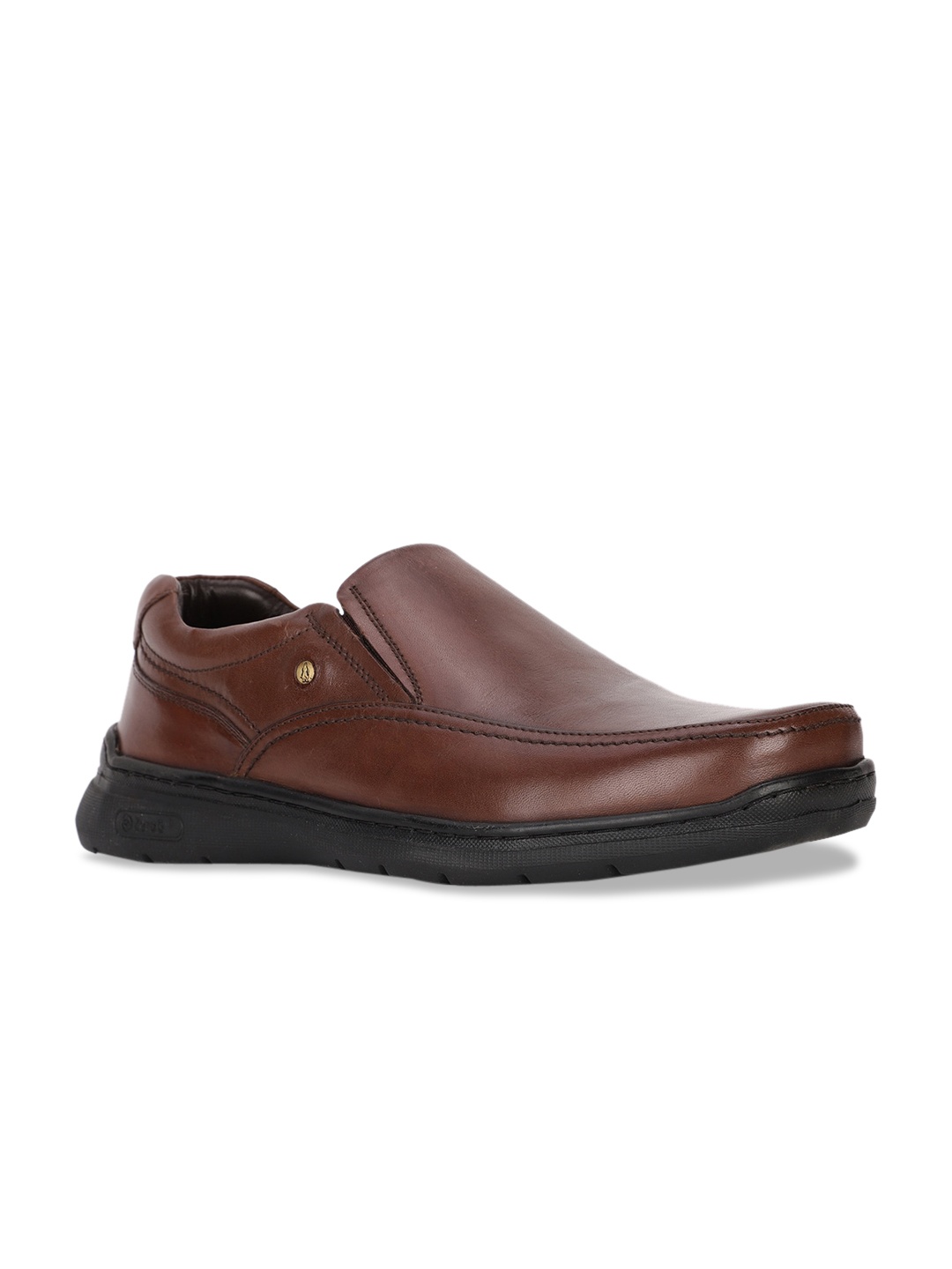 Hush Puppies Men Brown Solid Leather Formal Slip-Ons