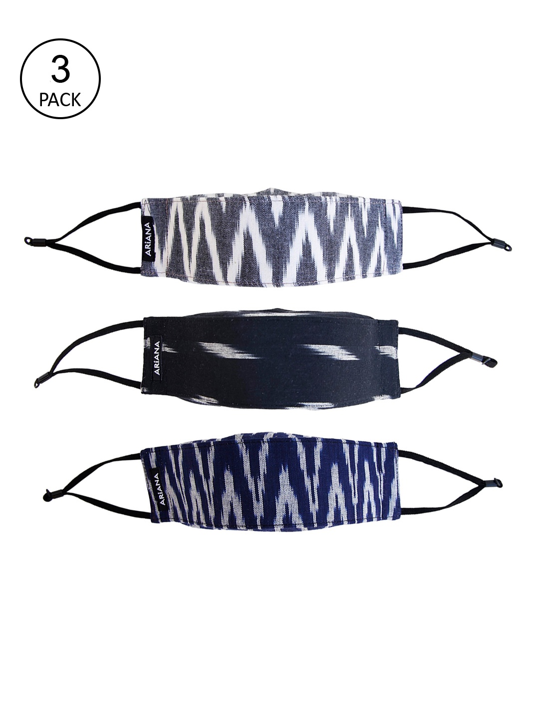 Ariana Unisex Pack Of 3 Printed 7-Ply Ikat 3-D Outdoor Reusable Cloth Face Masks, Blue
Ariana Unisex Pack Of 3 Printed 7-Ply Ikat 3-D Outdoor Reusable Cloth Face Masks, Blue