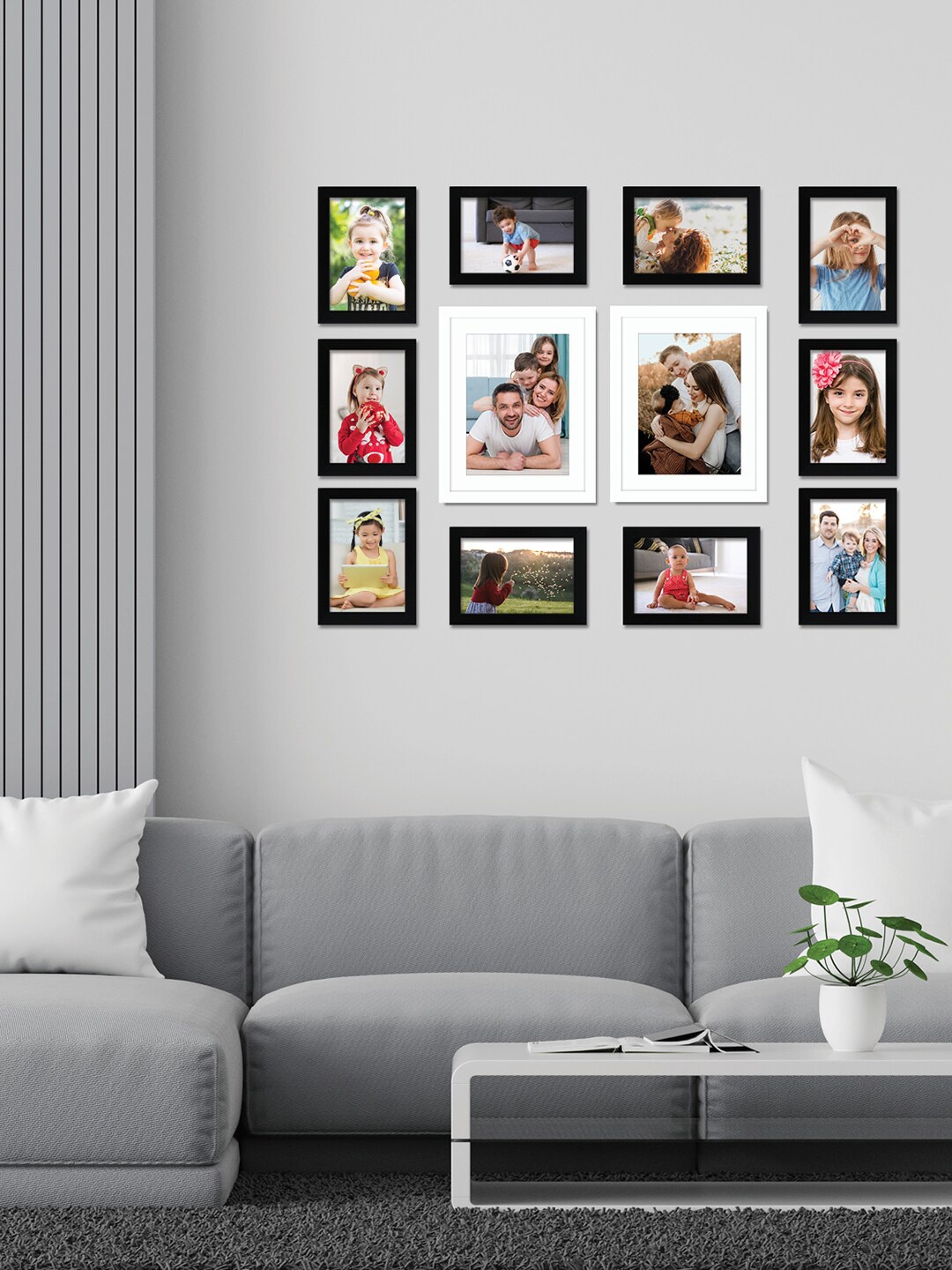 RANDOM Set Of 12 Black Solid Individual Wall Photo Frames