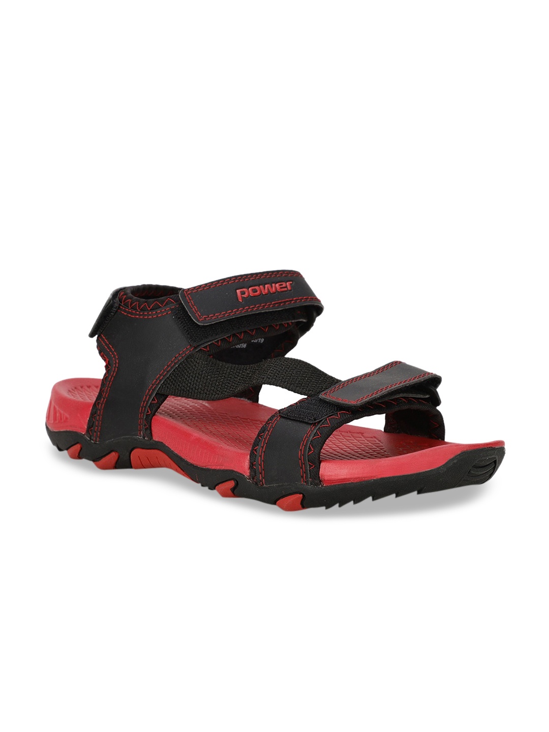 Power Men Red Textured Sports Sandals