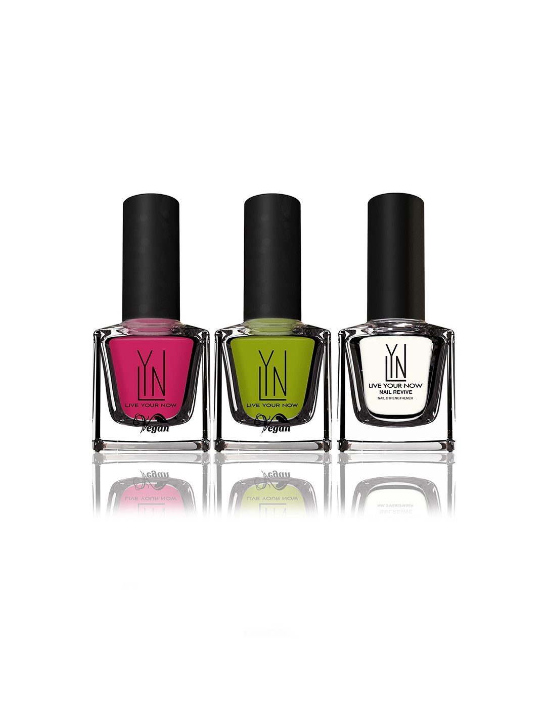 LYN LIVE YOUR NOW Set o f 3 Fast Dry Non Toxic Nail Polish- Pink, Green, Transparent
LYN LIVE YOUR NOW Set o f 3 Fast Dry Non Toxic Nail Polish- Pink, Green, Transparent