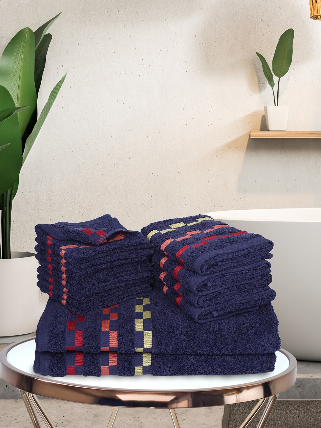 BIANCA Set Of 14 Navy Blue Bumpy-Striped 450 GSM Mercerized Pure Combed Cotton Towels
BIANCA Set Of 14 Navy Blue Bumpy-Striped 450 GSM Mercerized Pure Combed Cotton Towels