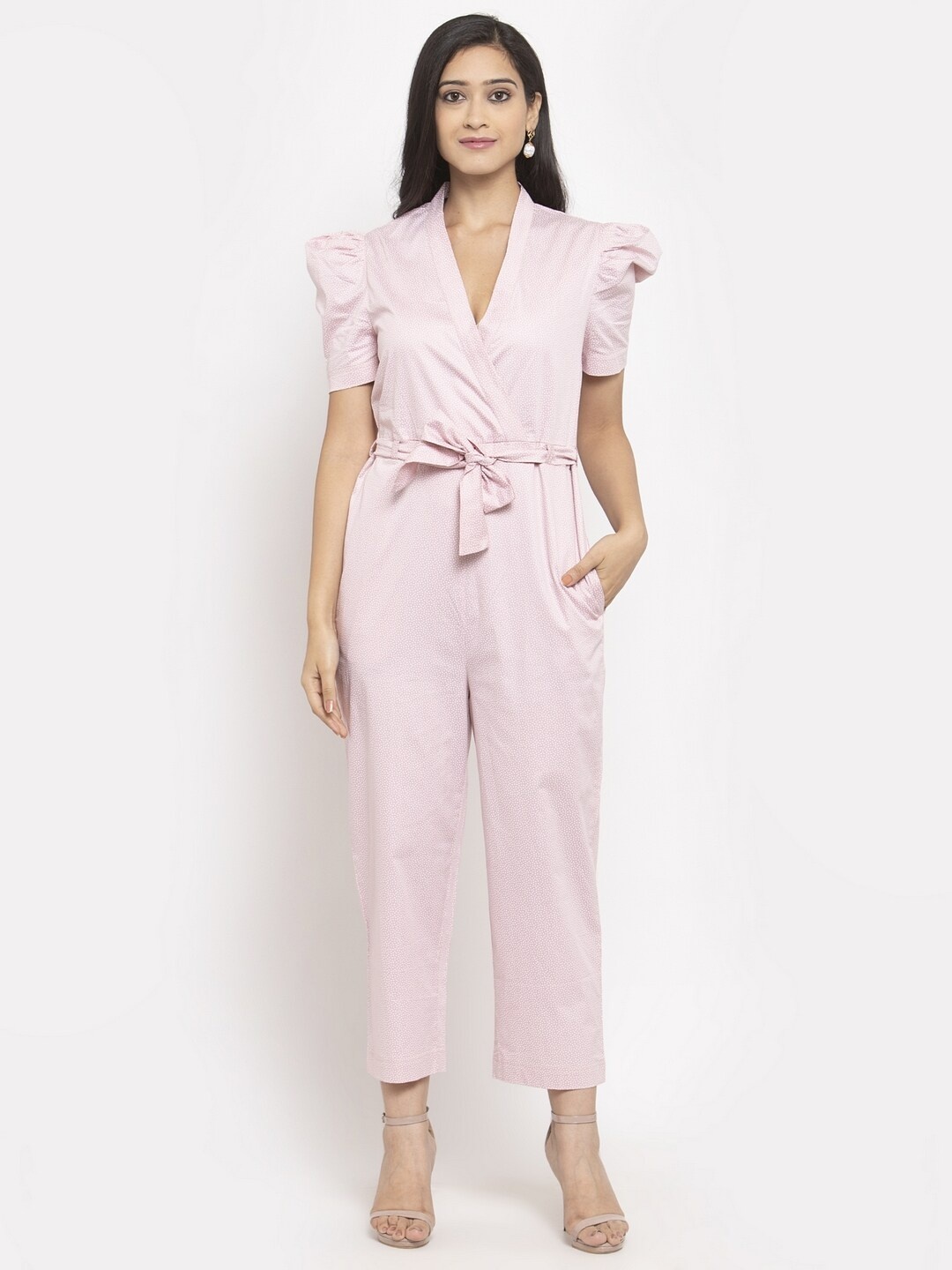 Just Wow Women Pink Printed Basic Jumpsuit