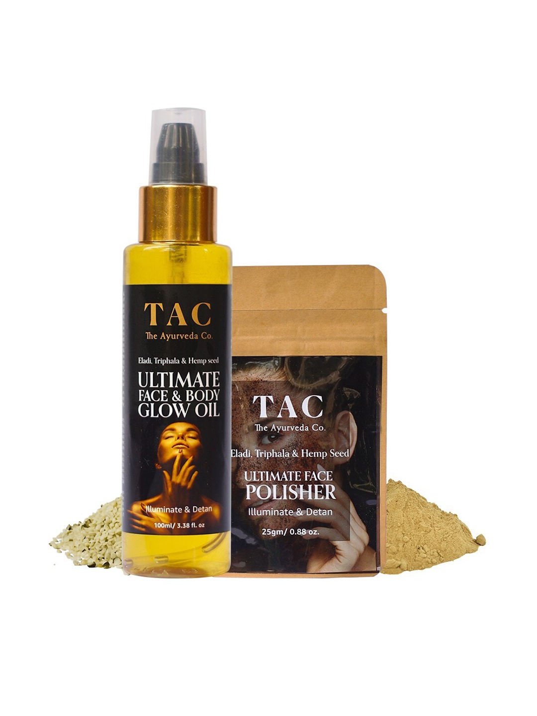 TAC - The Ayurveda Co. Hemp Seed Face Polish Scrub with Body Glow Oil- Illuminate & Detan, Brown
TAC - The Ayurveda Co. Hemp Seed Face Polish Scrub with Body Glow Oil- Illuminate & Detan, Brown