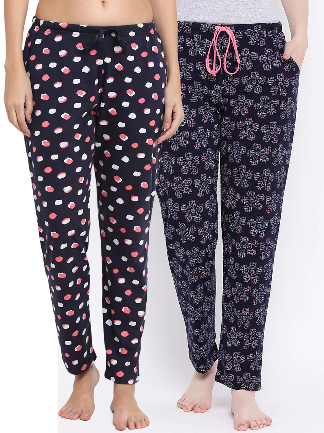 Kanvin Women Pack Of 2 Printed Pure Cotton Lounge Pants, Navy blue
Kanvin Women Pack Of 2 Printed Pure Cotton Lounge Pants, Navy blue