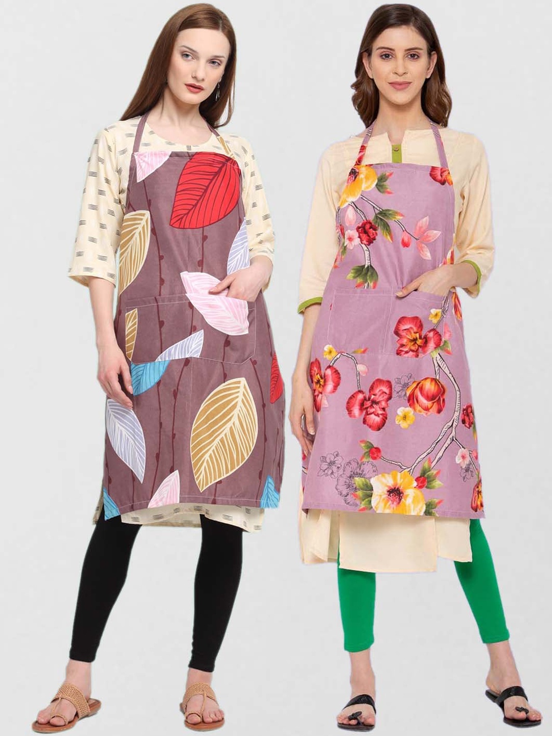KLOTTHE Pack Of 2 Printed 300 TC Aprons, Purple