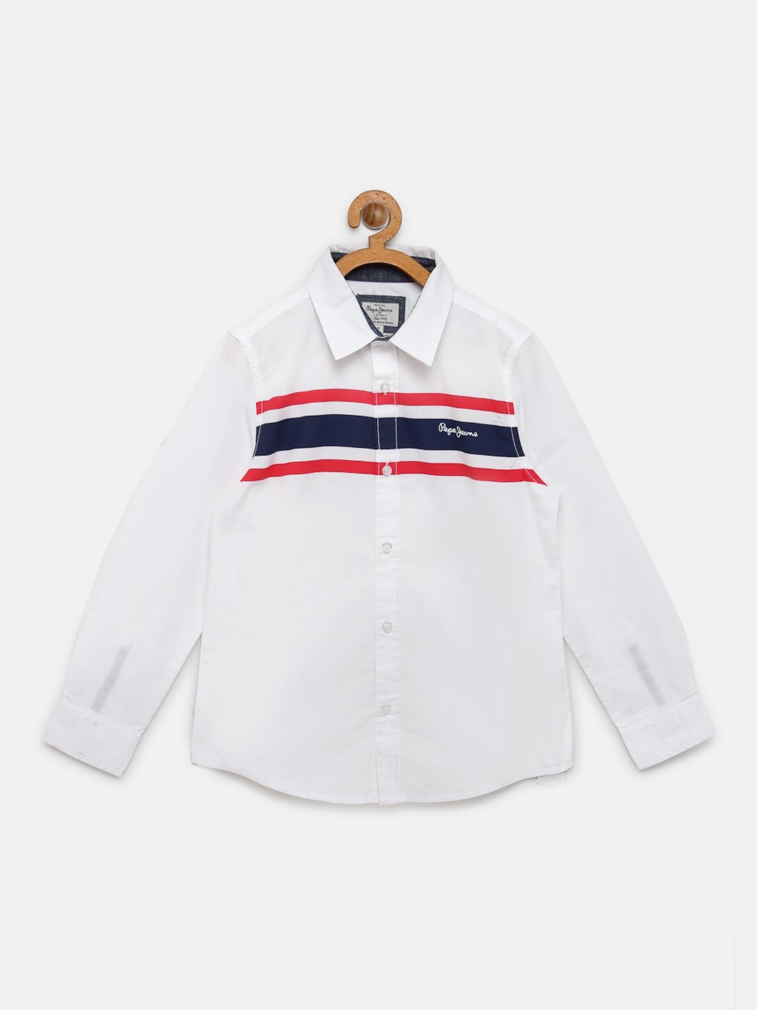 Pepe Jeans Boys White Striped Casual Shirt