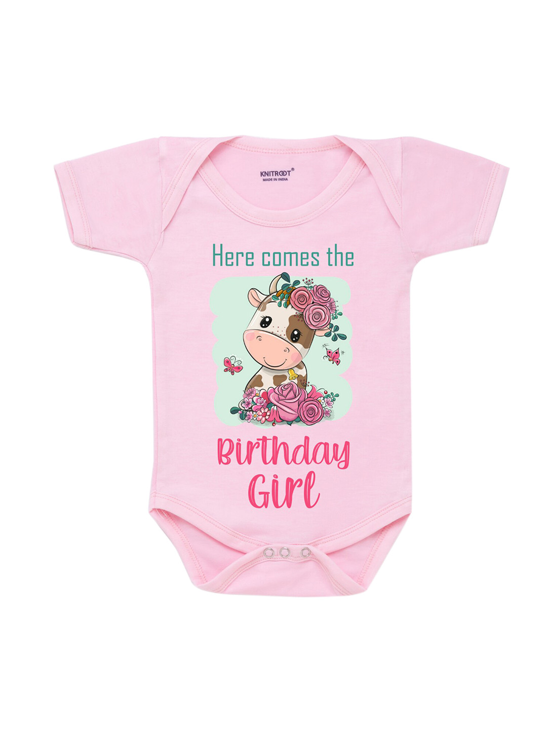 KNITROOT Infants Kids Pink Printed Bodysuit 
KNITROOT Infants Kids Pink Printed Bodysuit