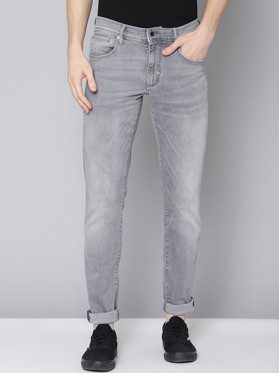 Antony Morato Men Grey Slim Fit Heavy Fade Stretchable Jeans