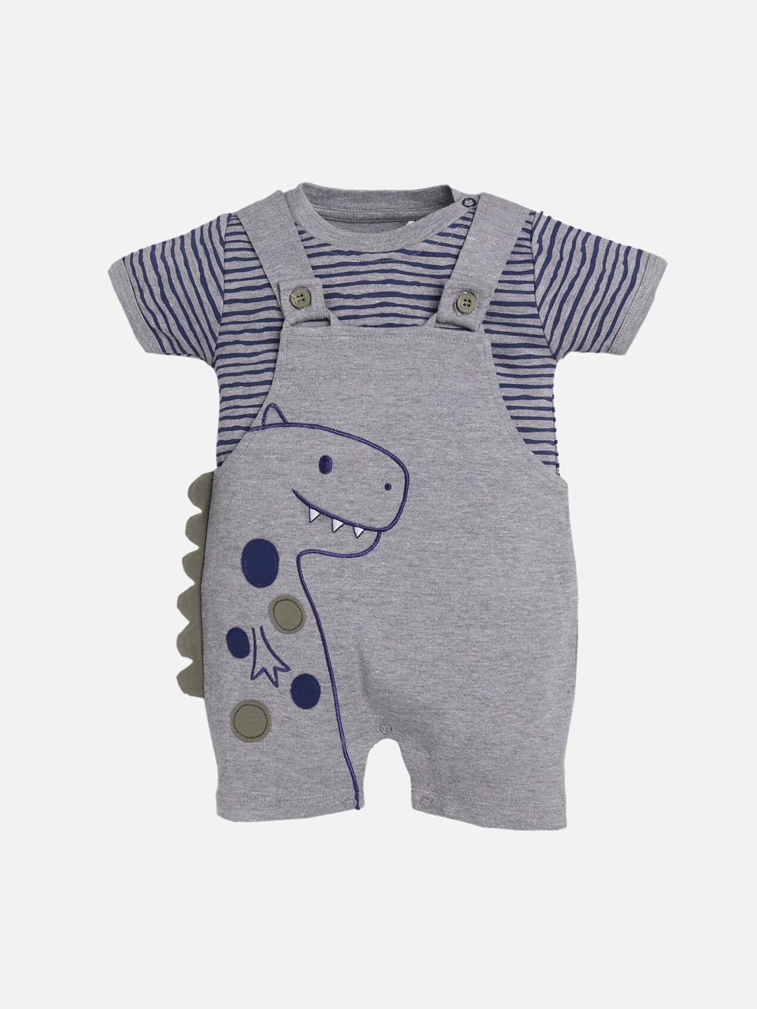BABY GO Infant Baby Grey & Blue Applique Dinosaur Pattern Cotton Dungaree With T-Shirt
BABY GO Infant Baby Grey & Blue Applique Dinosaur Pattern Cotton Dungaree With T-Shirt