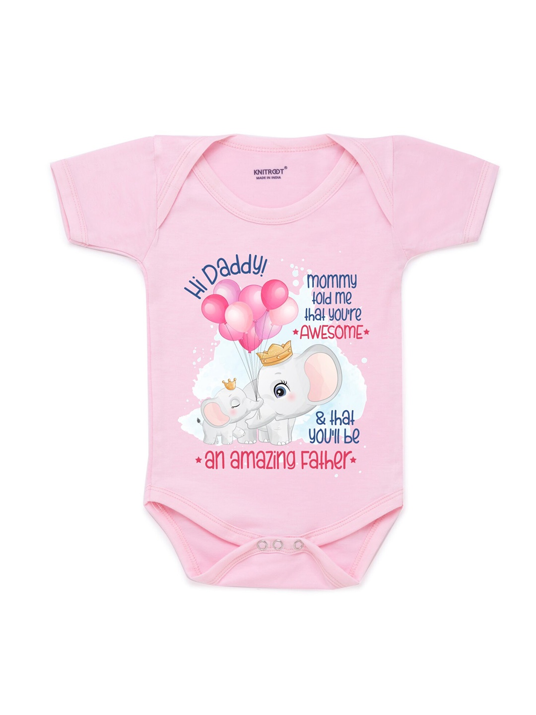 KNITROOT Infant Kids Pink & White Graphic Printed Bodysuit