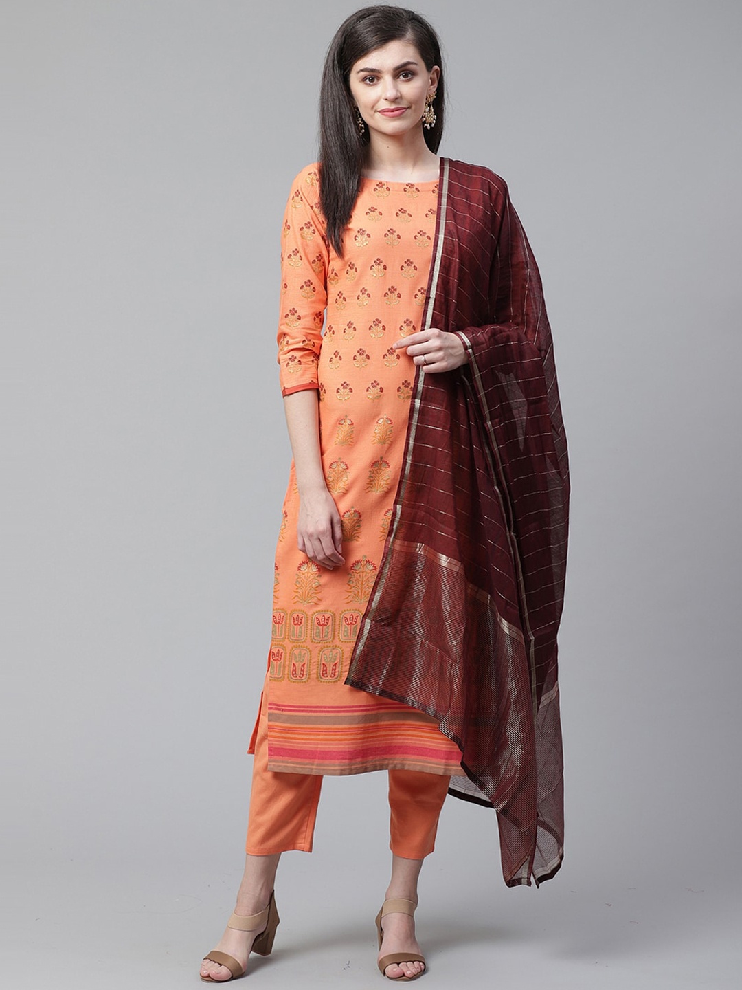 Indo Era Women Orange Ethnic Motifs Printed Pure Cotton Kurta with Trousers & With Dupatta
Indo Era Women Orange Ethnic Motifs Printed Pure Cotton Kurta with Trousers & With Dupatta