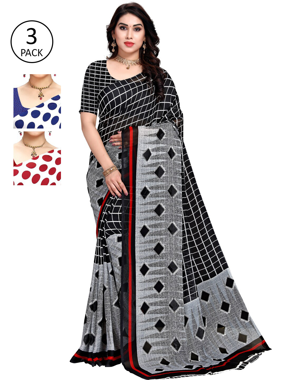 KALINI Women Pack Of 3 Printed Sarees, Blue
KALINI Women Pack Of 3 Printed Sarees, Blue