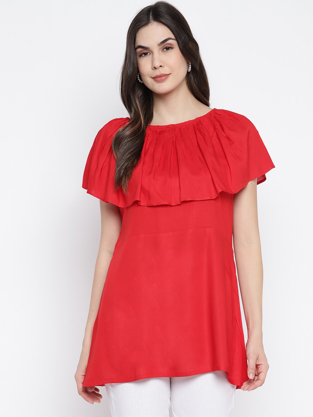 Aawari Women Red Layered A-Line Top