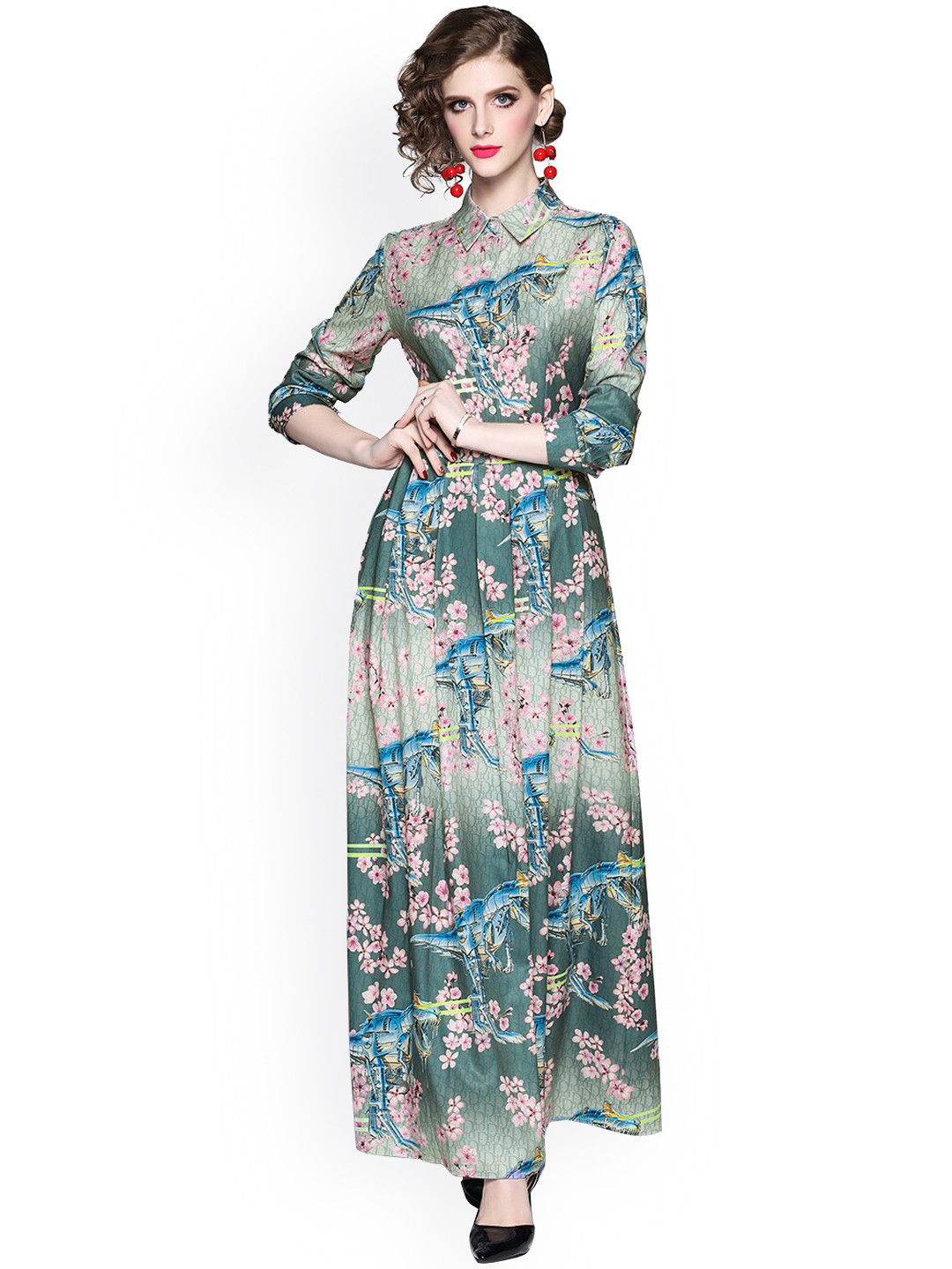 JC Collection Green Floral Maxi Dress 
JC Collection Green Floral Maxi Dress