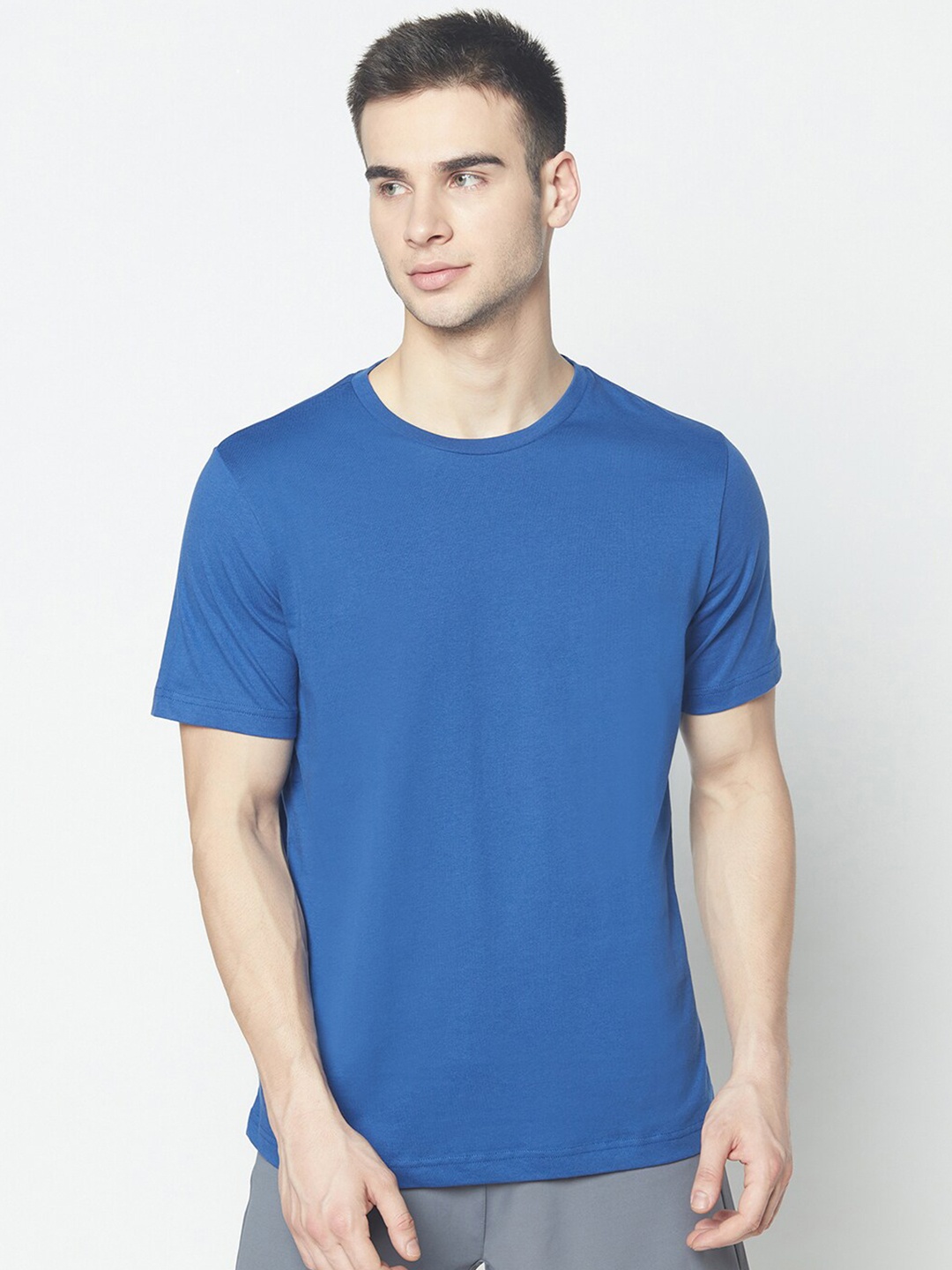 PICOT Men Blue Raw Edge T-shirt