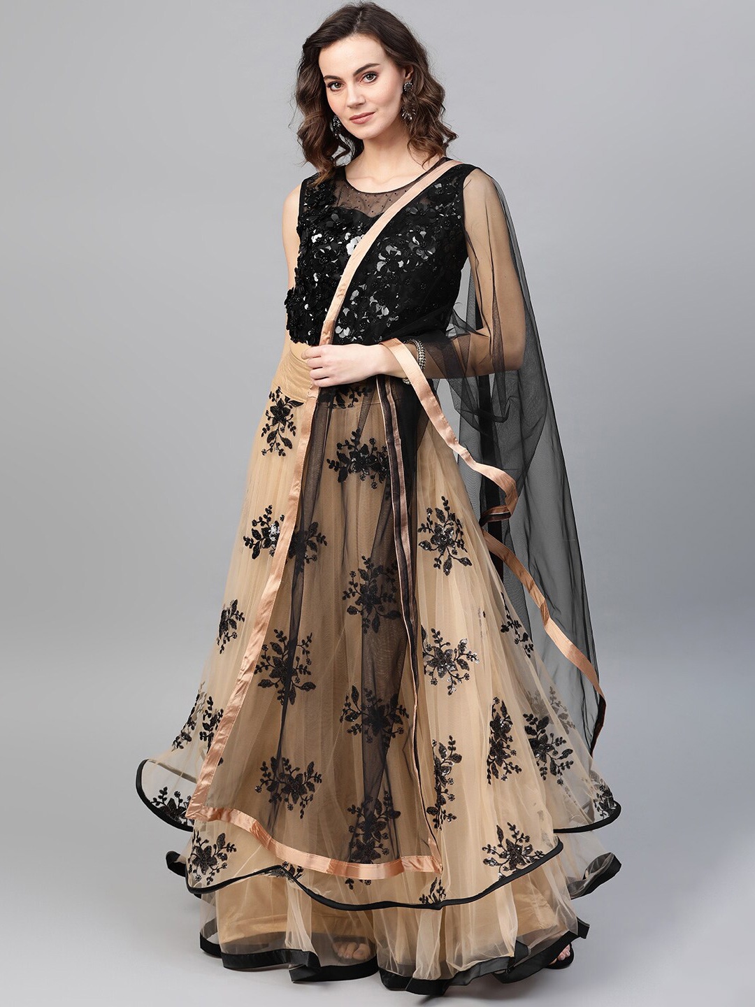 Chhabra 555 Gold & Black Embroidered Sequinned Made to Measure Lehenga & Blouse With Dupatta
Chhabra 555 Gold & Black Embroidered Sequinned Made to Measure Lehenga & Blouse With Dupatta