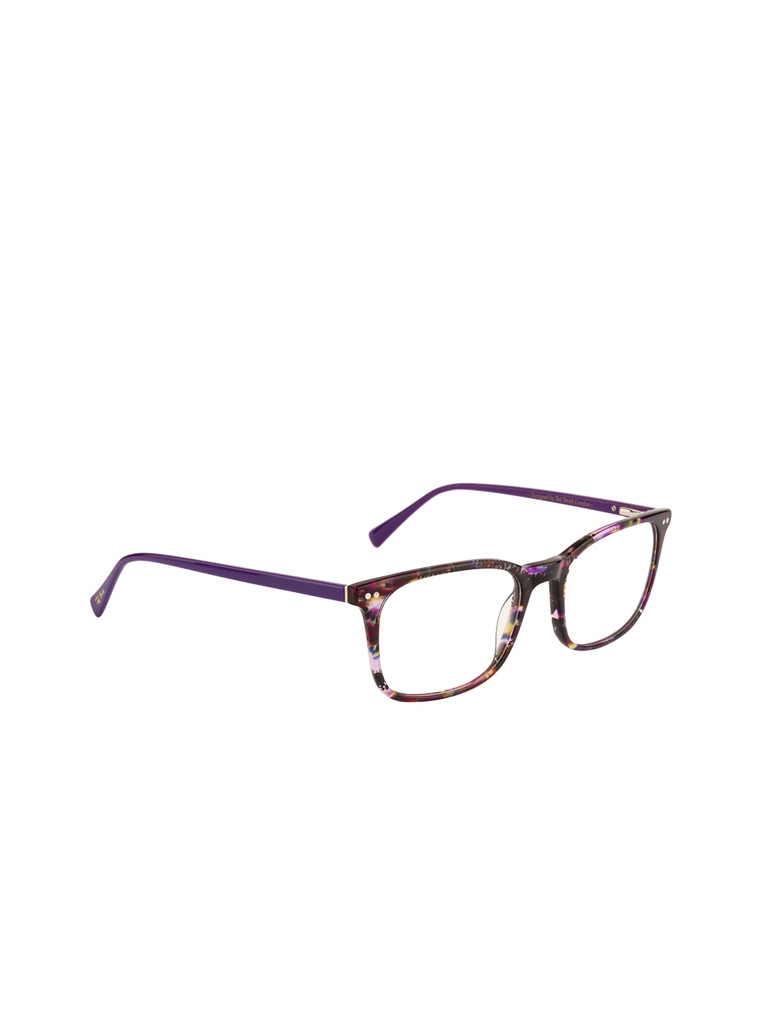 Ted Smith Unisex Purple & Yellow Tortoise Shell Full Rim Rectangle Frames