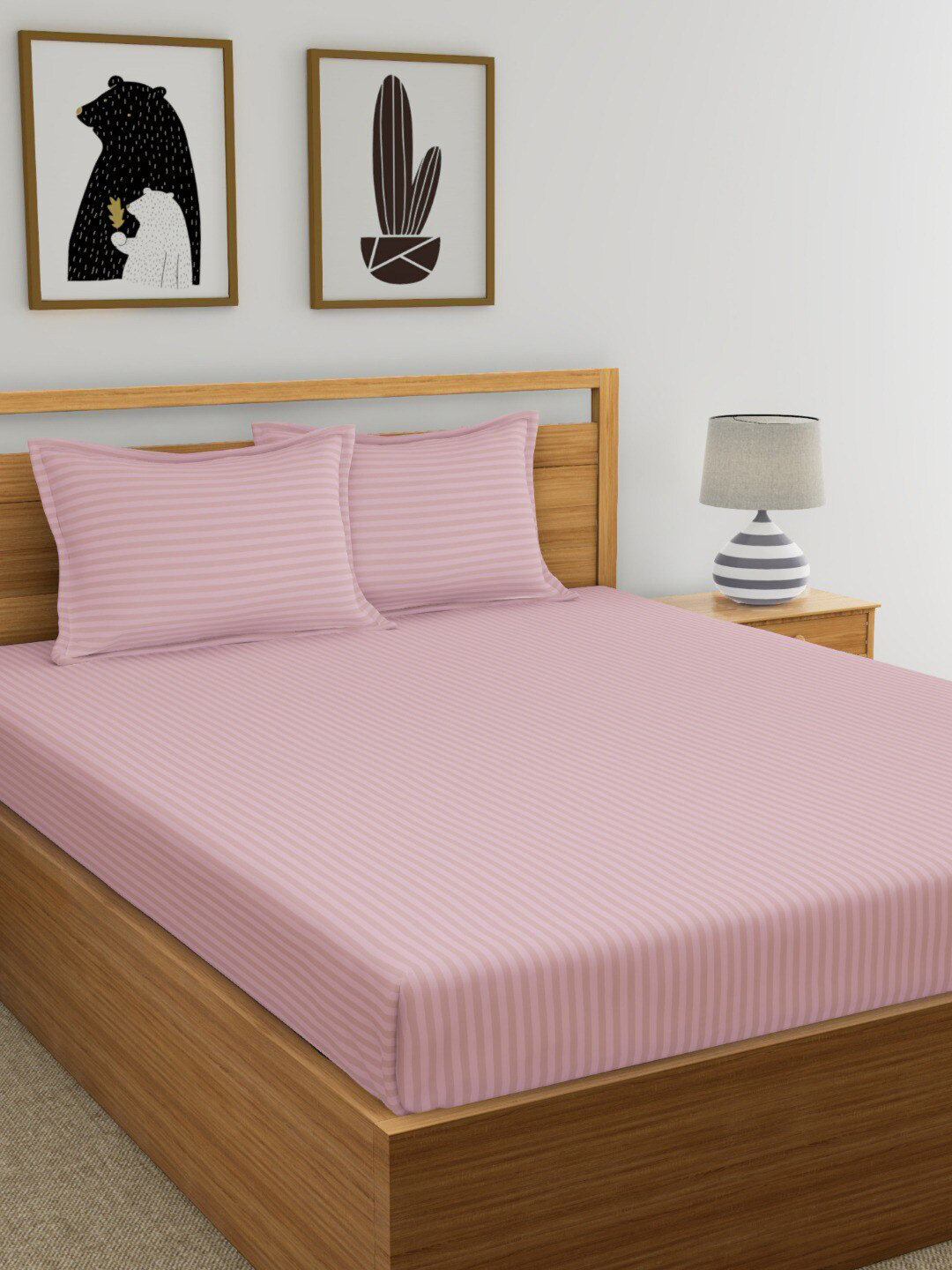 Dreamscape Pink Striped 210 TC King Bedsheet with 2 Pillow Covers
Dreamscape Pink Striped 210 TC King Bedsheet with 2 Pillow Covers