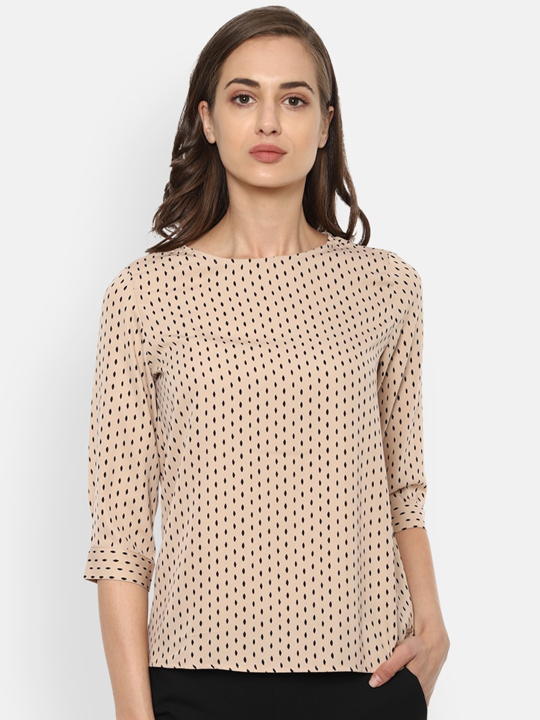Van Heusen Woman Beige Geometric Regular Top