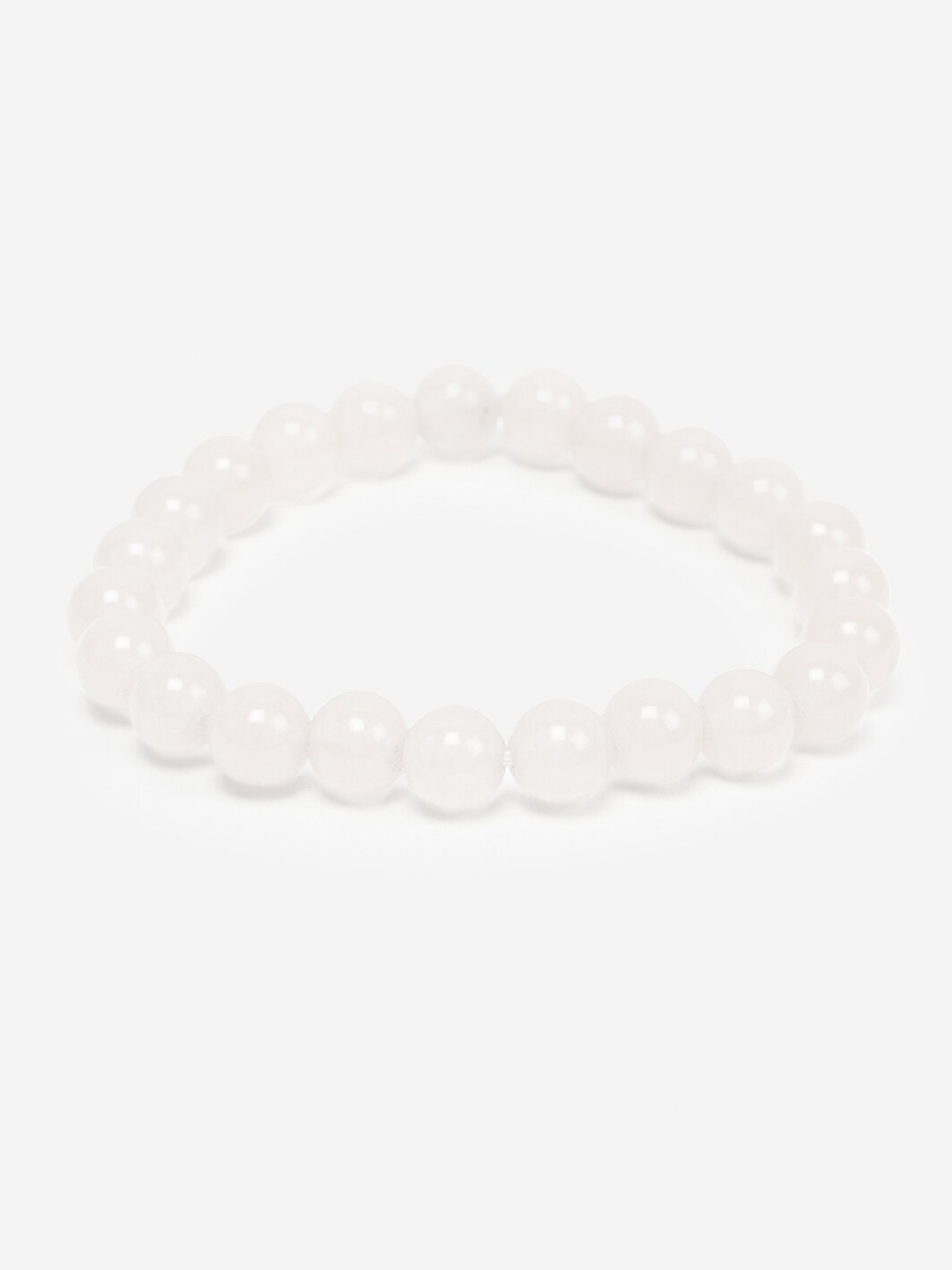 BuckleUp White Crystal Agate Handcrafted Elasticated Bracelet
