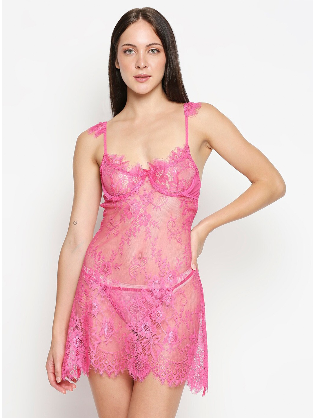 XIN Pink Net Baby Doll