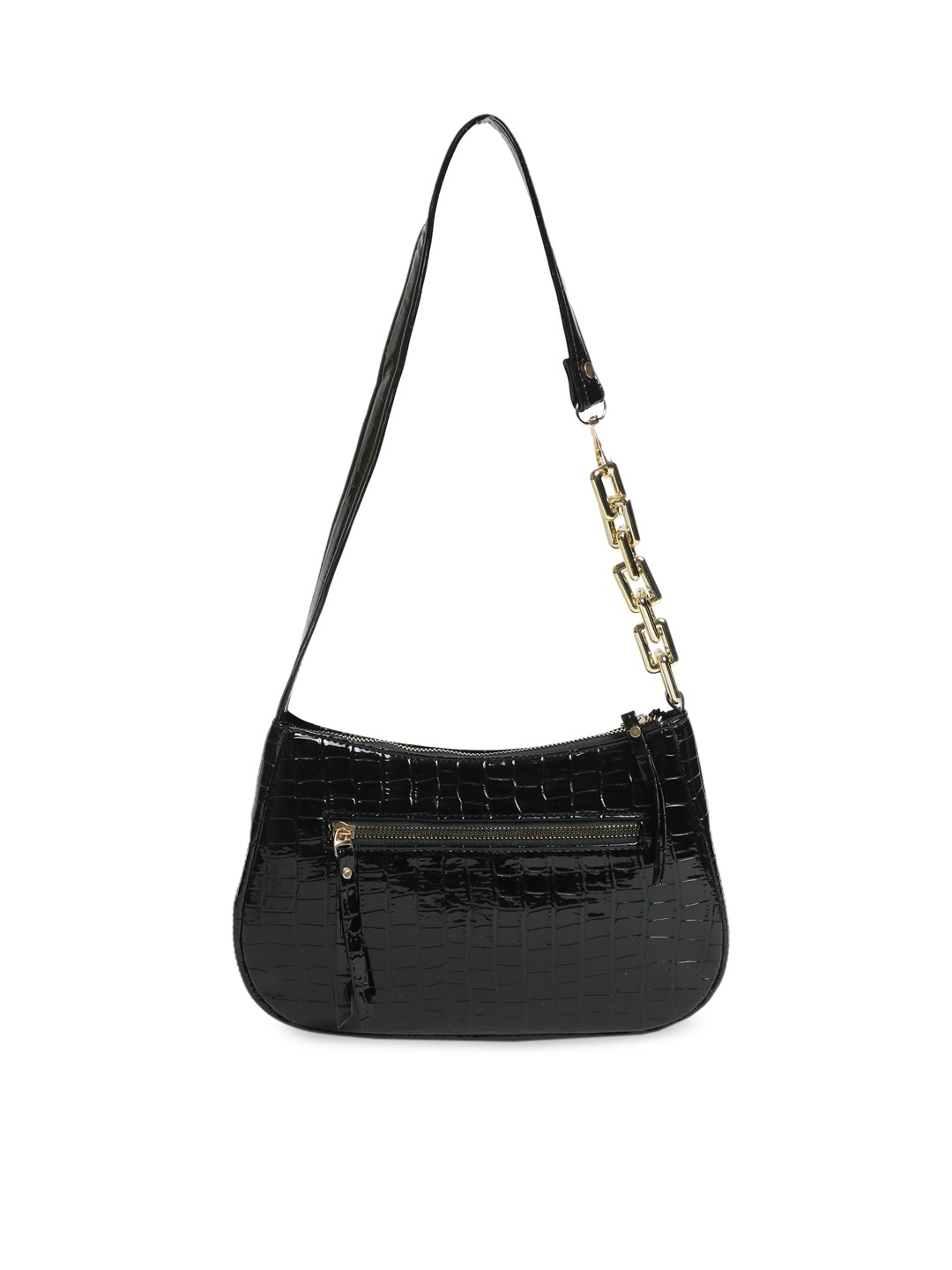 Apsis Black Textured Half Moon Sling Bag