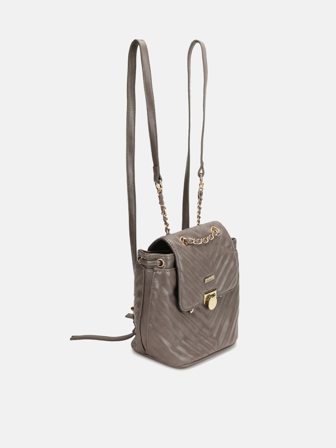 Kazo Khaki Structured Handheld Bag with Cut Work