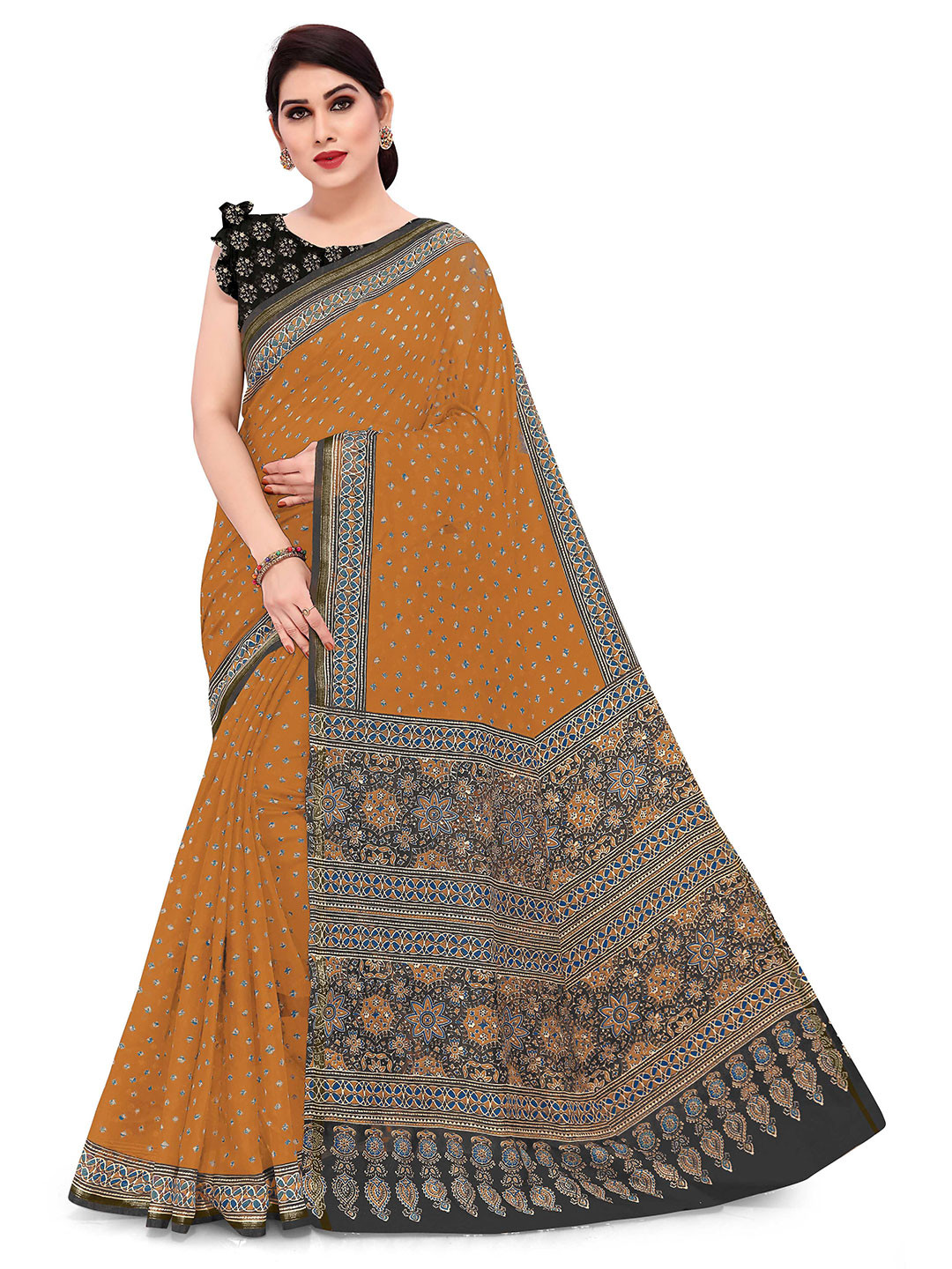 KALINI Mustard & Black Ethnic Motifs Saree
KALINI Mustard & Black Ethnic Motifs Saree