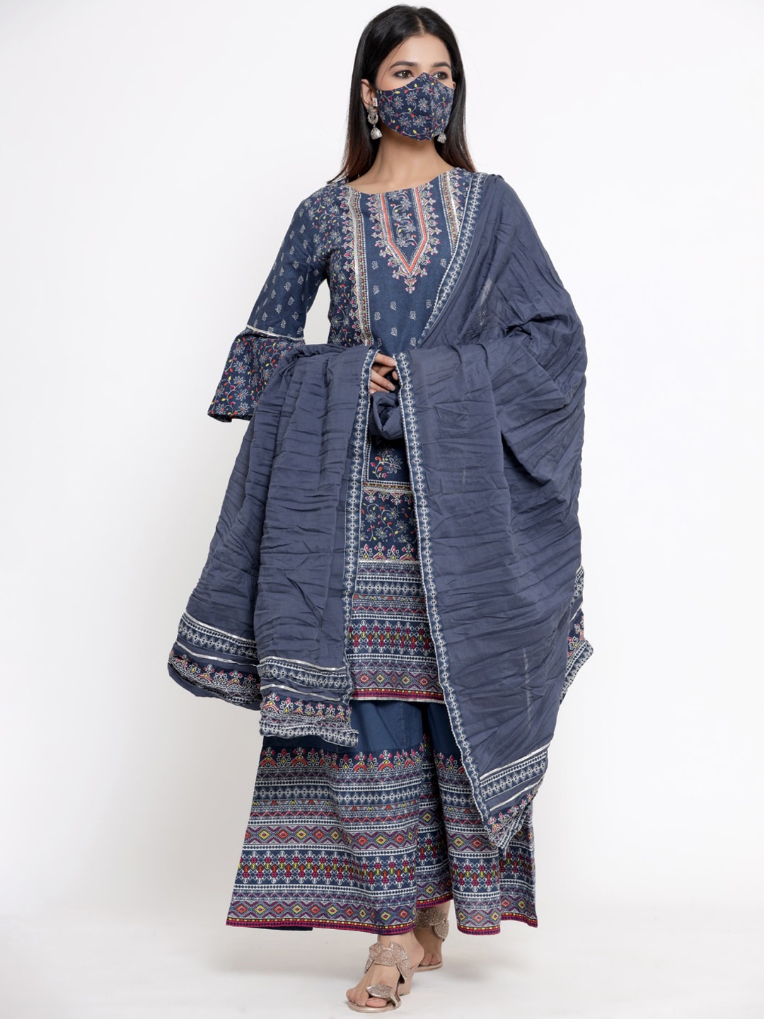 Juniper Women Navy Blue Ethnic Motifs Printed Pure Cotton Kurta with Palazzos & Dupatta
Juniper Women Navy Blue Ethnic Motifs Printed Pure Cotton Kurta with Palazzos & Dupatta