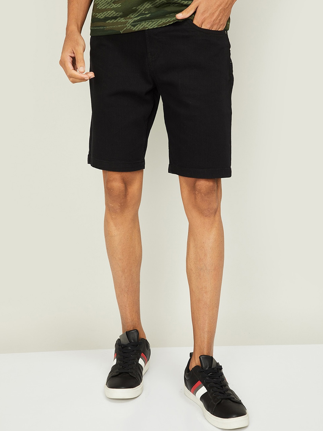 Forca by Lifestyle Men Black Mid-Rise Regular Shorts