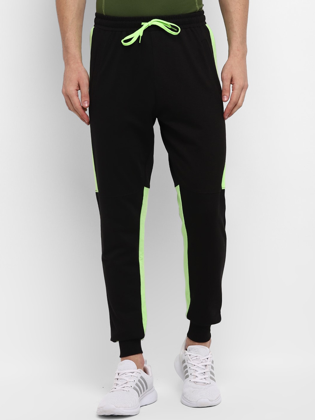 UCLA Men Black & Green Colourblocked Slim-Fit Jogger