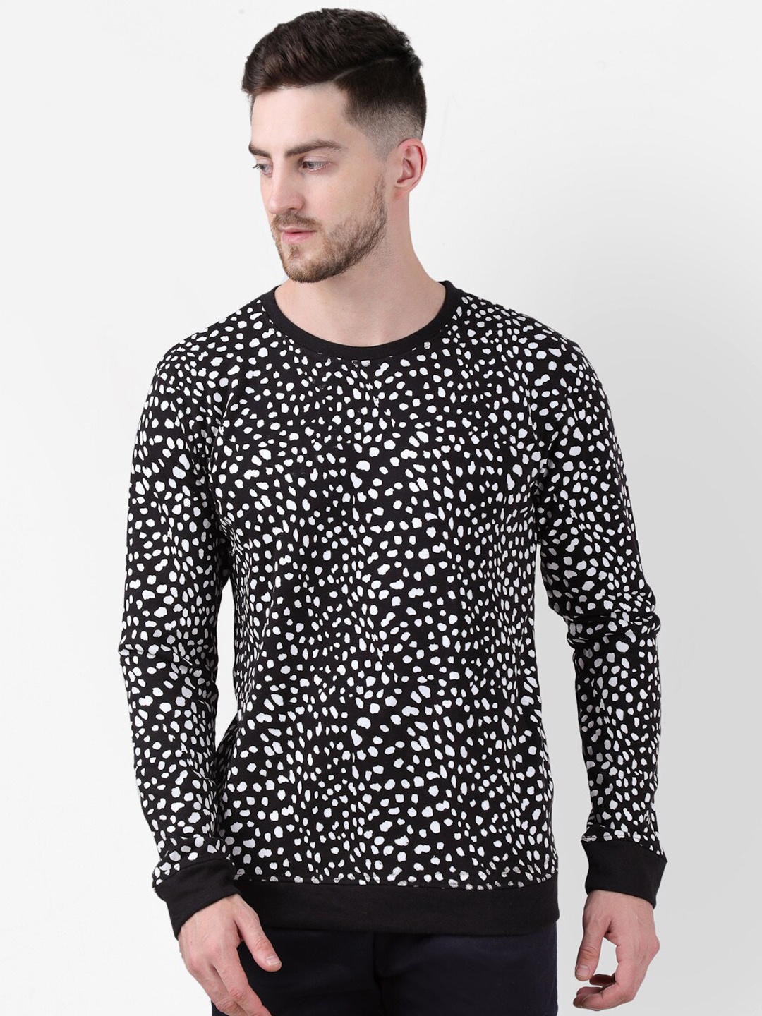 PAUSE SPORT Men Black Printed Cotton Sweatshirt