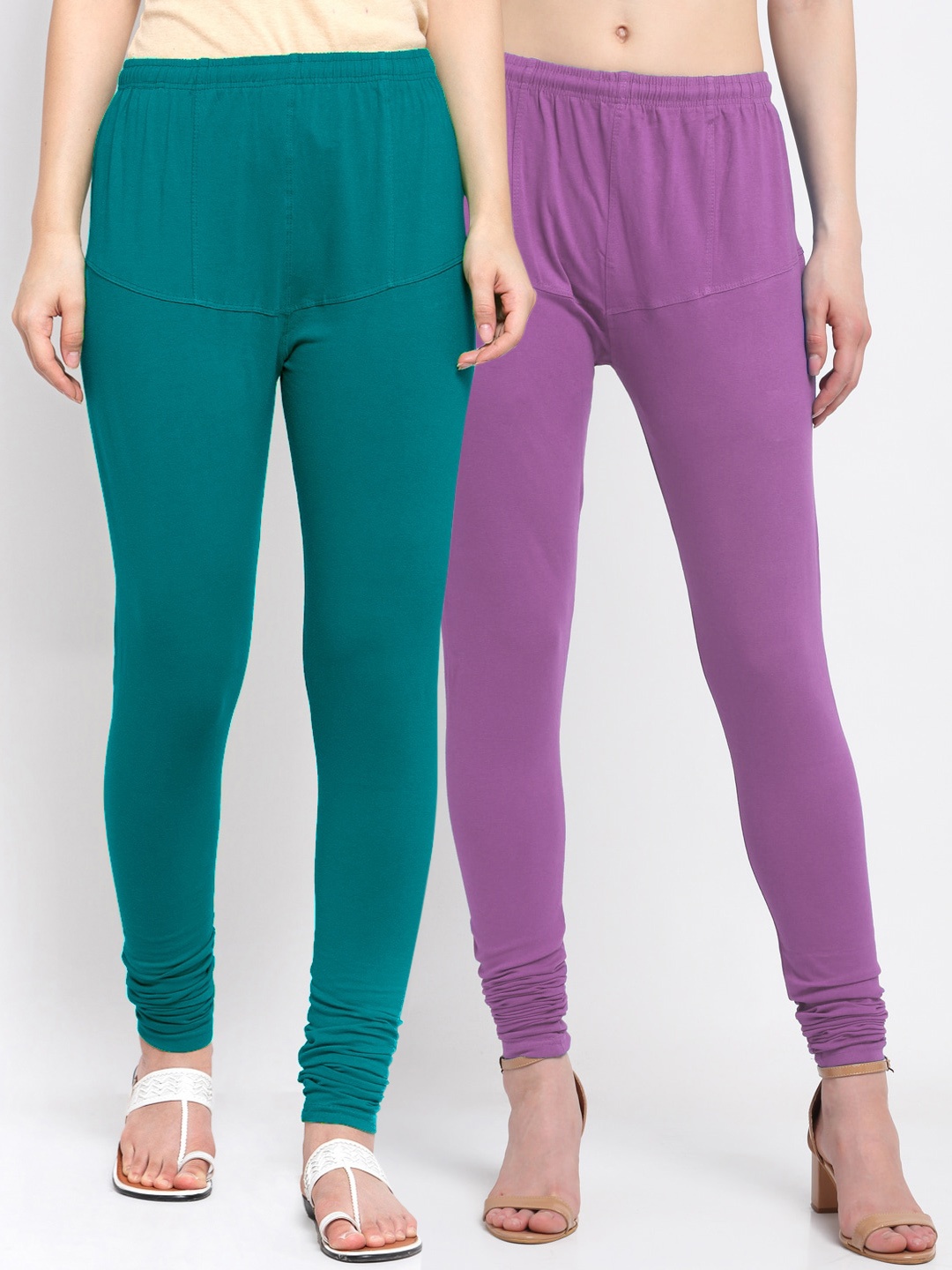 KLOTTHE Women Pack Of 2 Lavender-Coloured & Green Solid Churidar-Length Cotton Leggings
KLOTTHE Women Pack Of 2 Lavender-Coloured & Green Solid Churidar-Length Cotton Leggings