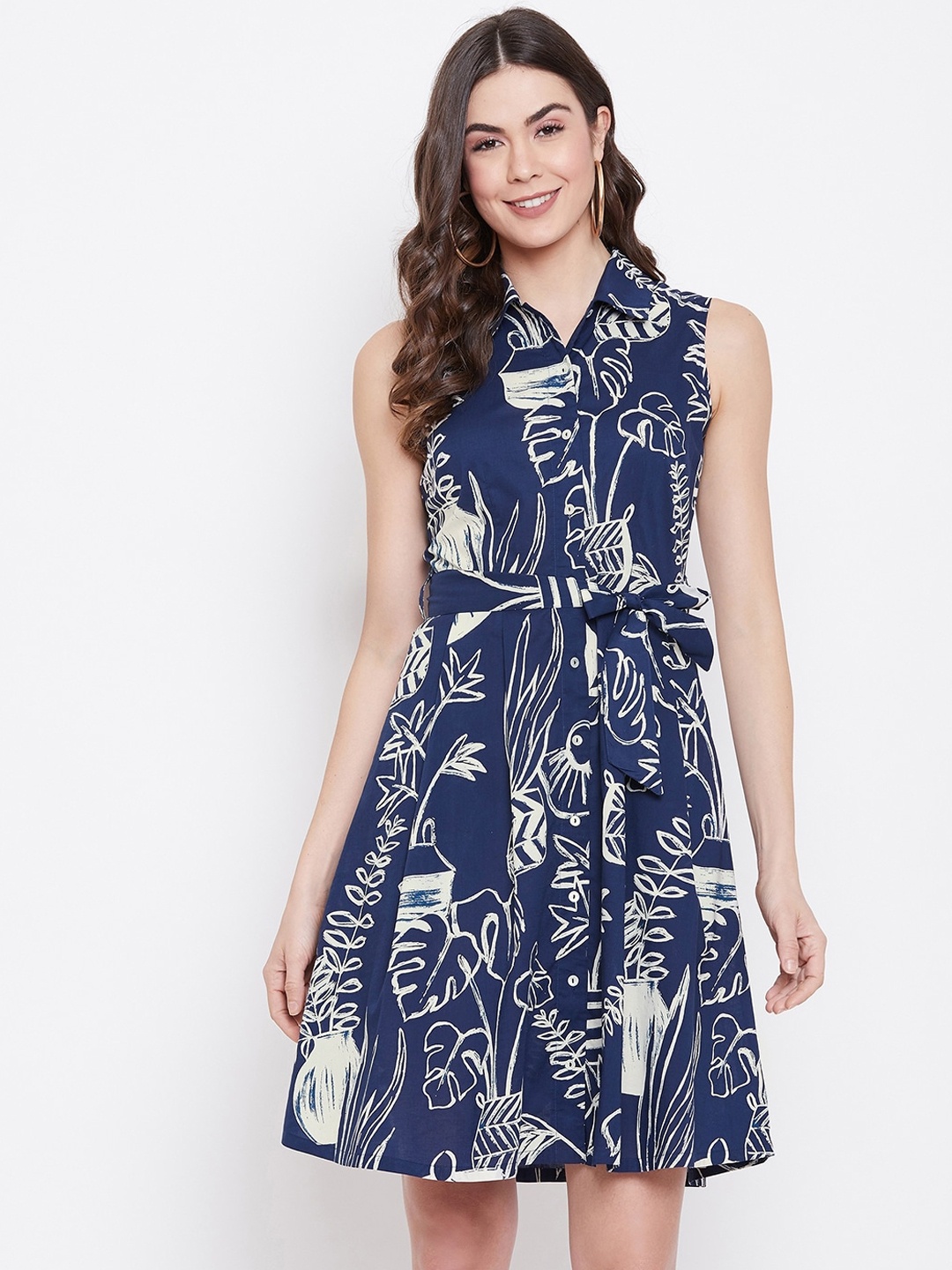 sandy AND ritz Navy Blue Floral Sustainable Dress