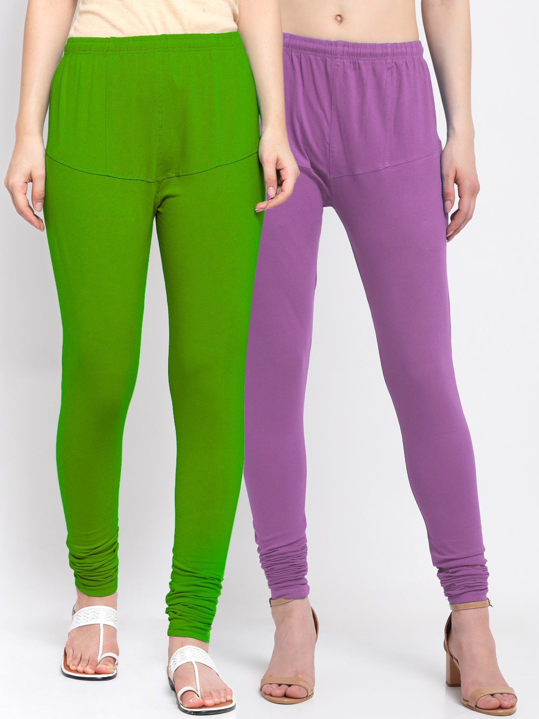 KLOTTHE Women Pack Of 2 Lavender-Colored & Green Solid Cotton Churidar-Length Leggings
KLOTTHE Women Pack Of 2 Lavender-Colored & Green Solid Cotton Churidar-Length Leggings