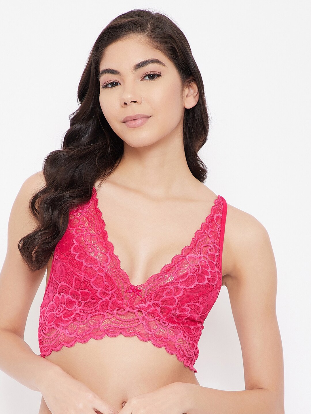 Clovia Pink Half Coverage Bralette Bra BR2153P1432B