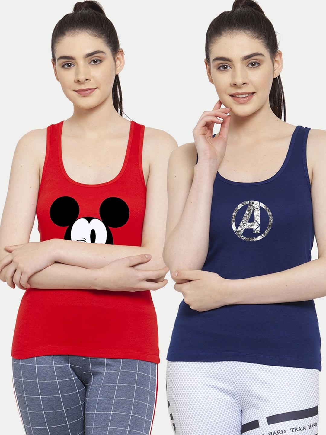 Friskers Set of 2 Red & Blue Mickey Mouse & Avenger Featured Tank Top