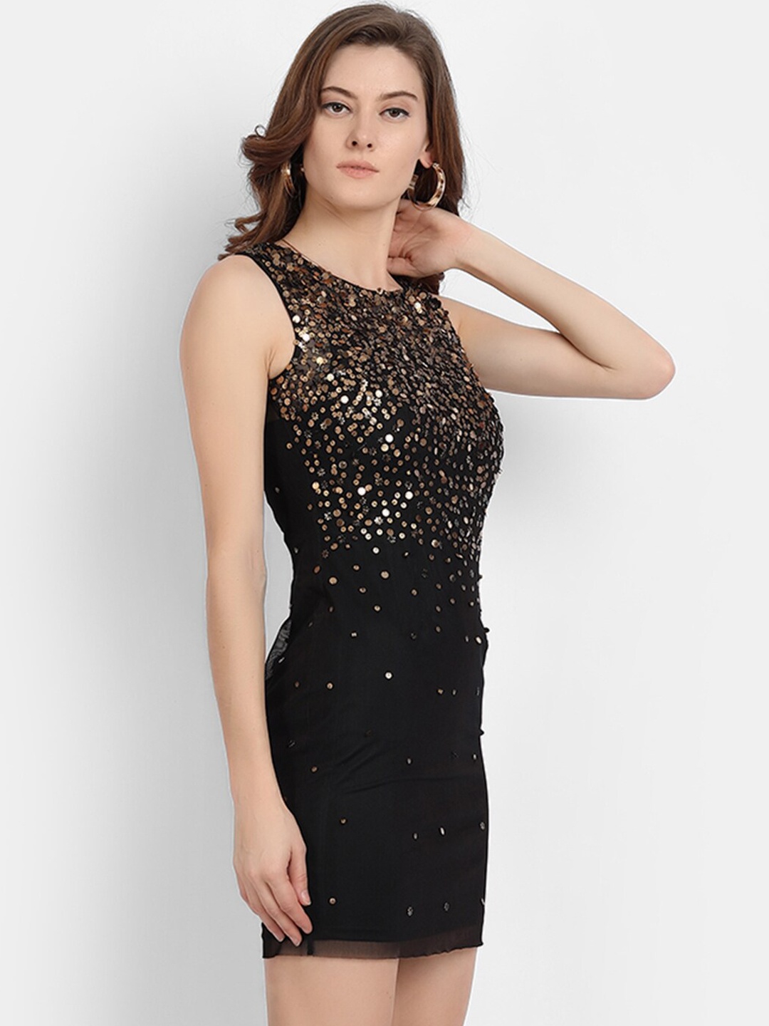 LY2 Black Net Sheath Mini Dress