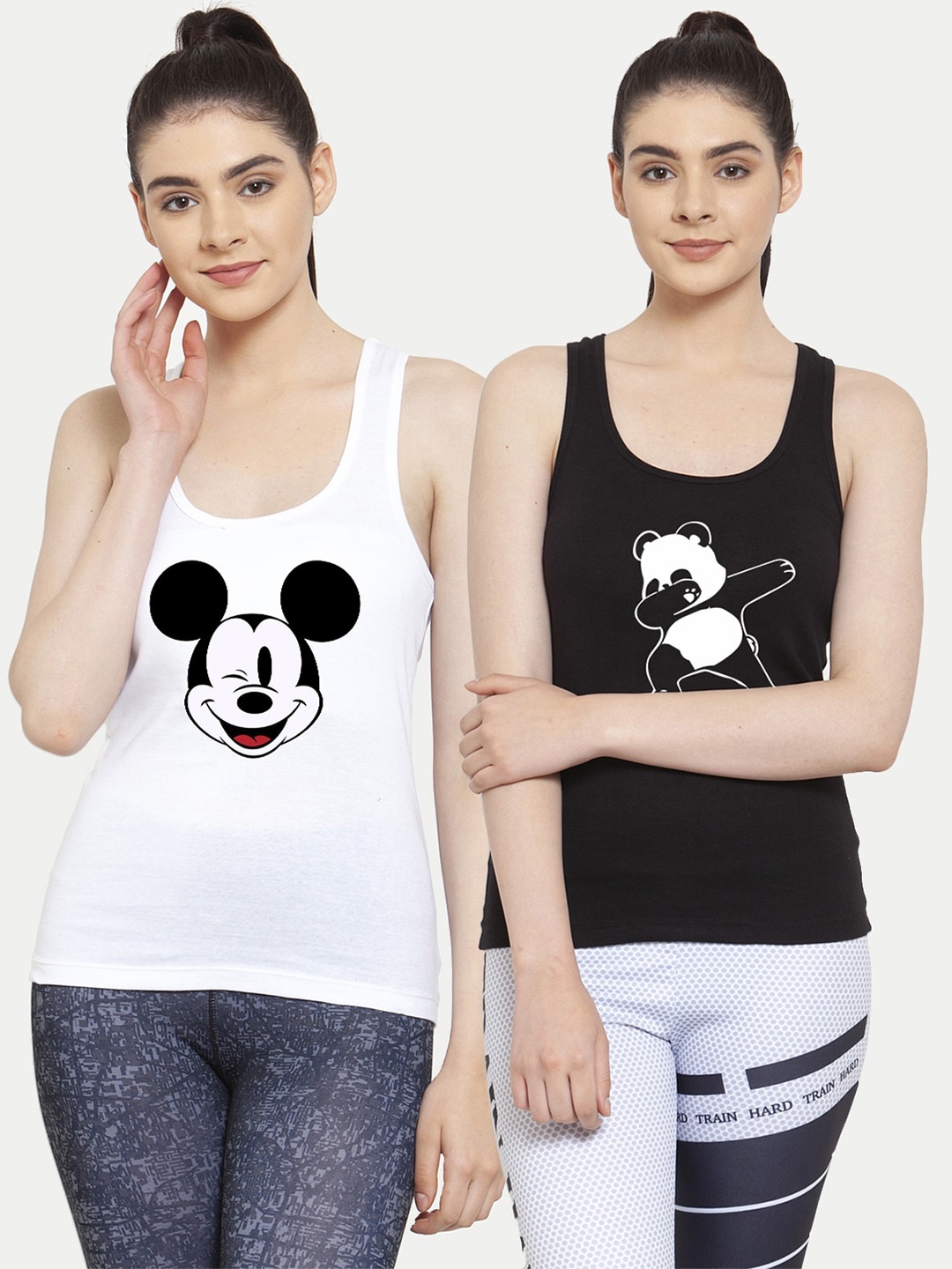 Friskers Pack Of 2 White & Black Tank Top