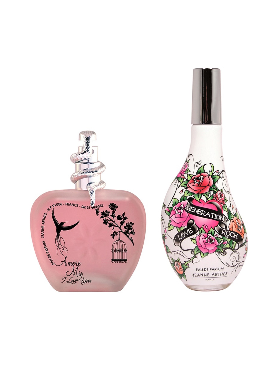 Jeanne Arthes Women pack Of 2 Amore Mio I Love You + Love Generation Rock Eau de Perfum, Transparent
Jeanne Arthes Women pack Of 2 Amore Mio I Love You + Love Generation Rock Eau de Perfum, Transparent