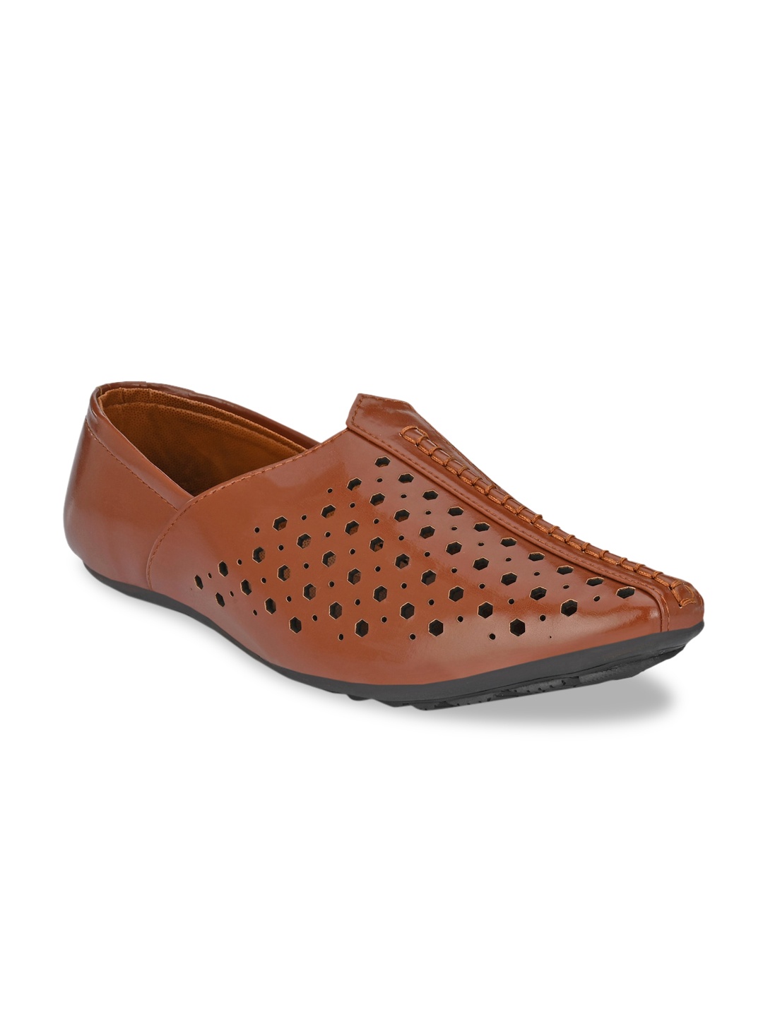 Provogue Men Tan Perforations Slip-On Sneakers
